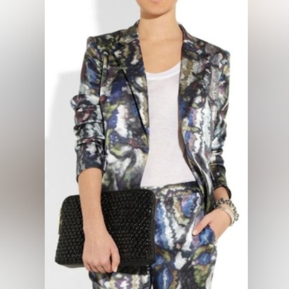 theysken’s theory Padgett Printed silk blazer jacket women’s size 2 (36)